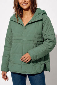 Willluxe® Lightweight Quilted Half-Snap Pullover Jacket with Hood