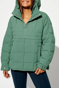 Willluxe® Lightweight Quilted Half-Snap Pullover Jacket with Hood
