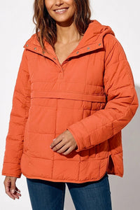 Willluxe® Lightweight Quilted Half-Snap Pullover Jacket with Hood