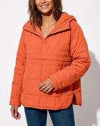 Willluxe® Lightweight Quilted Half-Snap Pullover Jacket with Hood