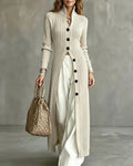 Willluxe® Cable Knit Stand Collar Long Cardigan Coat