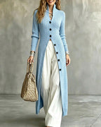 Willluxe® Cable Knit Stand Collar Long Cardigan Coat