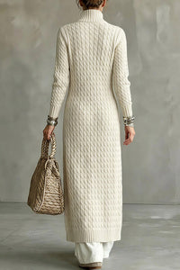 Willluxe® Cable Knit Stand Collar Long Cardigan Coat