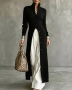 Willluxe® Cable Knit Stand Collar Long Cardigan Coat