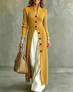 Willluxe® Cable Knit Stand Collar Long Cardigan Coat
