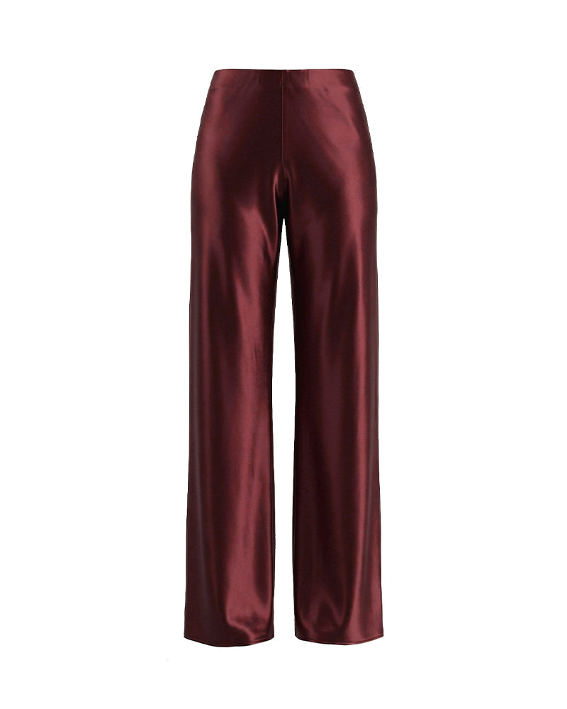 Willluxe® Mid-Waisted Liquid Drape Satin Wide-Leg Pants