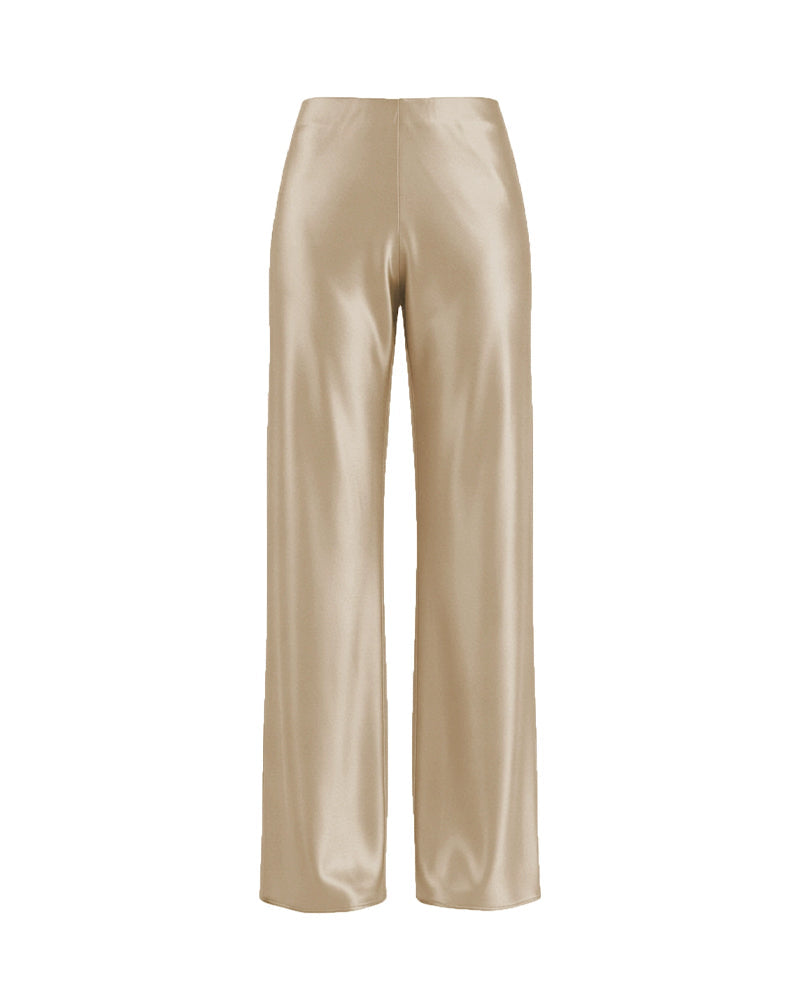 Willluxe® Mid-Waisted Liquid Drape Satin Wide-Leg Pants