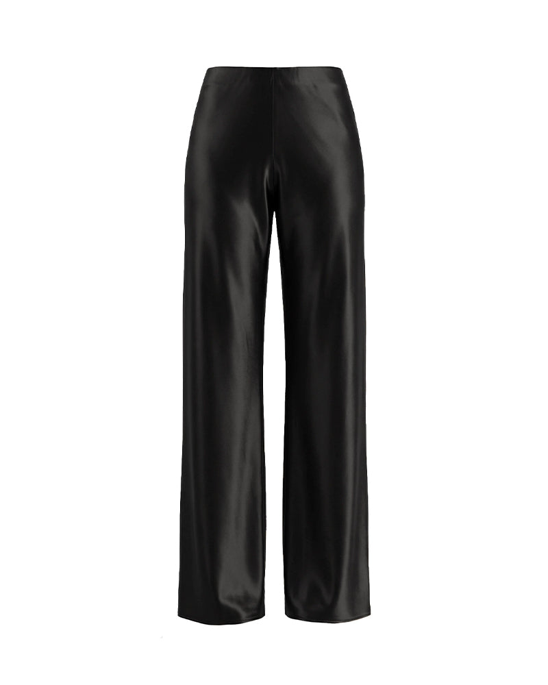Willluxe® Mid-Waisted Liquid Drape Satin Wide-Leg Pants