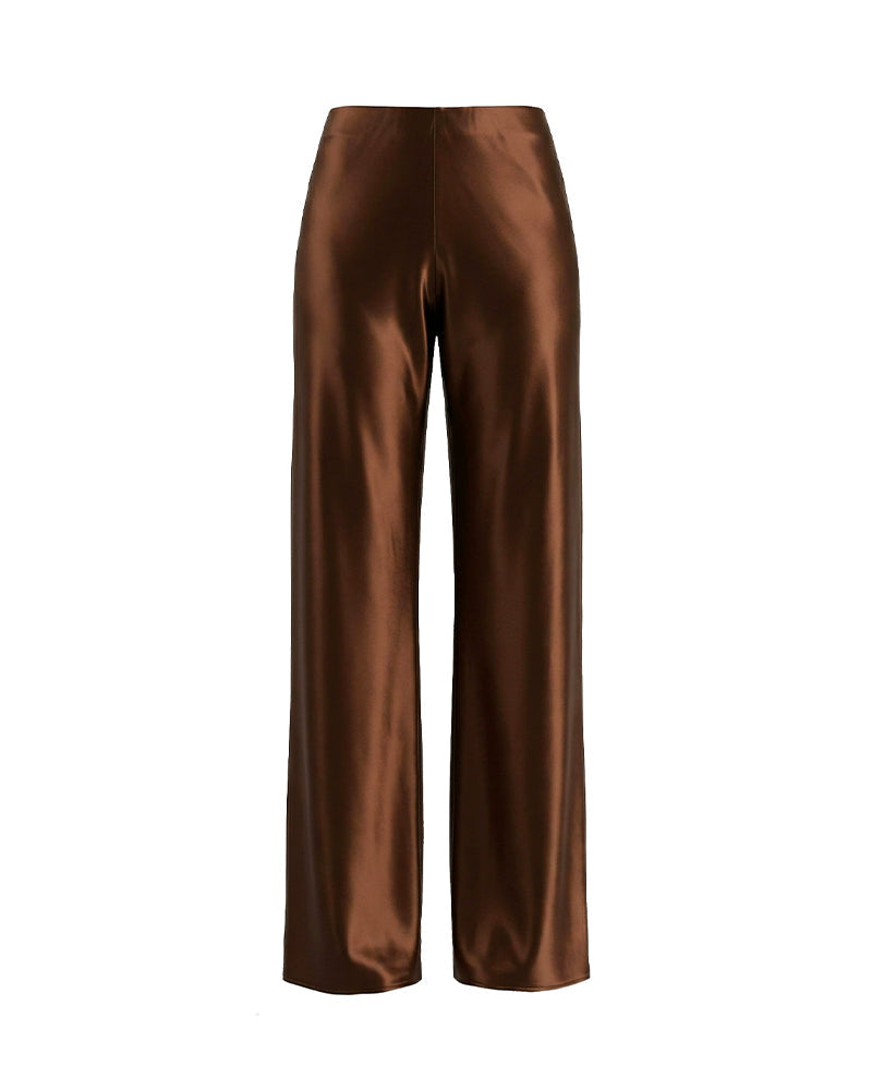 Willluxe® Mid-Waisted Liquid Drape Satin Wide-Leg Pants