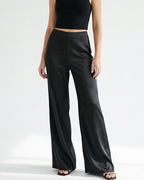 Willluxe® Mid-Waisted Liquid Drape Satin Wide-Leg Pants