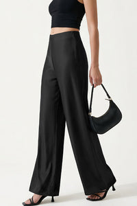 Willluxe® Mid-Waisted Liquid Drape Satin Wide-Leg Pants