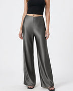 Willluxe® Mid-Waisted Liquid Drape Satin Wide-Leg Pants