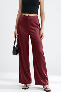 Willluxe® Mid-Waisted Liquid Drape Satin Wide-Leg Pants