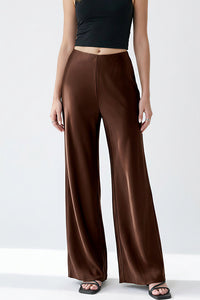 Willluxe® Mid-Waisted Liquid Drape Satin Wide-Leg Pants