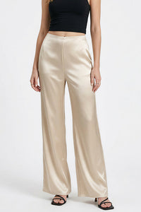 Willluxe® Mid-Waisted Liquid Drape Satin Wide-Leg Pants