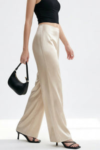 Willluxe® Mid-Waisted Liquid Drape Satin Wide-Leg Pants
