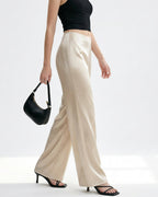 Willluxe® Mid-Waisted Liquid Drape Satin Wide-Leg Pants