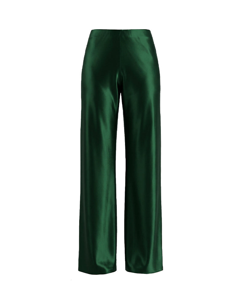 Willluxe® Mid-Waisted Liquid Drape Satin Wide-Leg Pants