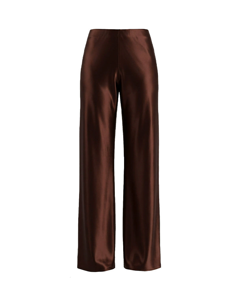 Willluxe® Mid-Waisted Liquid Drape Satin Wide-Leg Pants