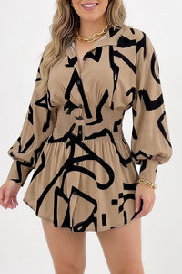 Willluxe® Cinched Waist Long Sleeve Button-Down Shirt Dress