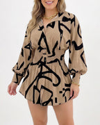 Willluxe® Cinched Waist Long Sleeve Button-Down Shirt Dress