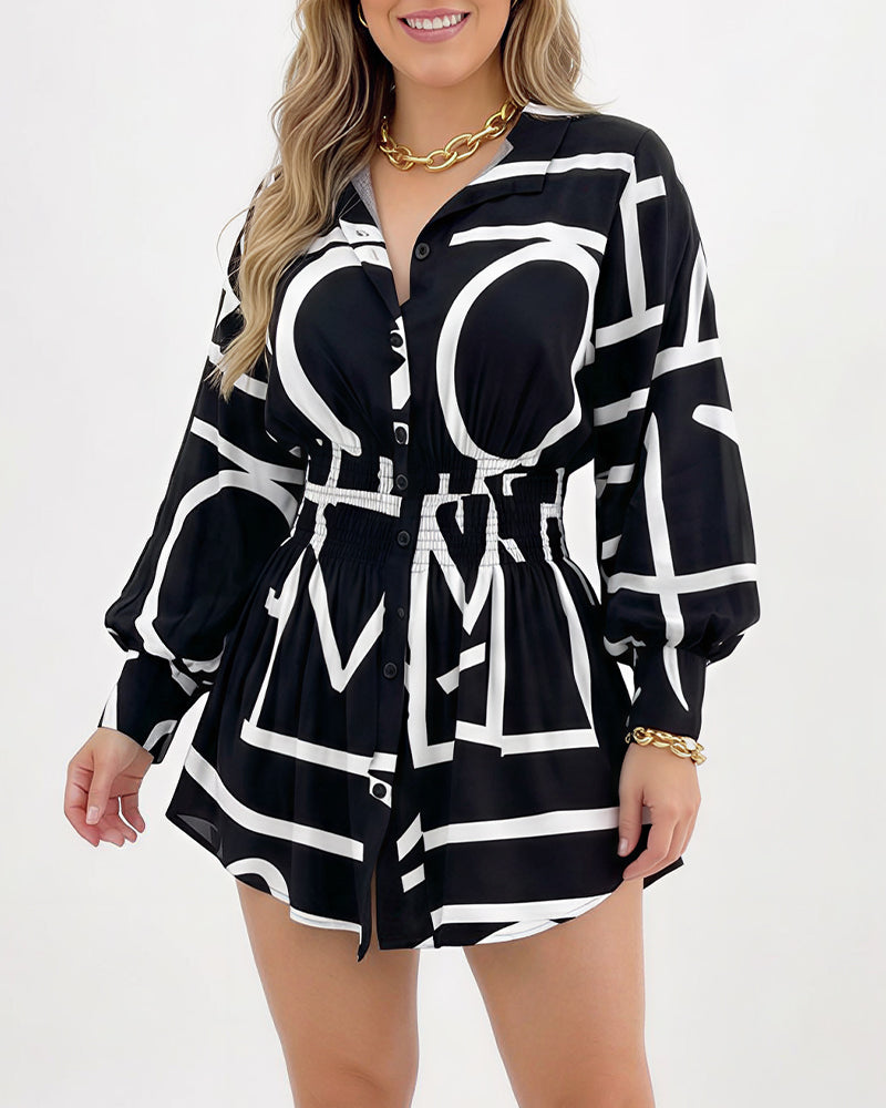 Willluxe® Cinched Waist Long Sleeve Button-Down Shirt Dress