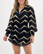 Willluxe® Cinched Waist Long Sleeve Button-Down Shirt Dress