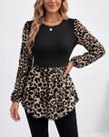 Willluxe® Long Sleeve Spliced Babydoll Top