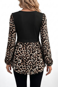 Willluxe® Long Sleeve Spliced Babydoll Top