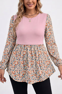 Willluxe® Long Sleeve Spliced Babydoll Top