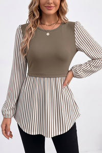 Willluxe® Long Sleeve Spliced Babydoll Top