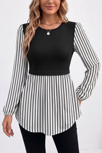 Willluxe® Long Sleeve Spliced Babydoll Top