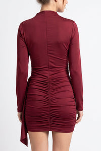 Willluxe® Ruched Long Sleeve Bodycon Mini Dress