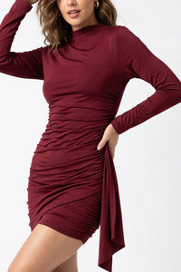 Willluxe® Ruched Long Sleeve Bodycon Mini Dress