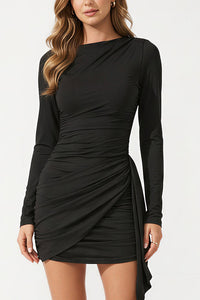 Willluxe® Ruched Long Sleeve Bodycon Mini Dress