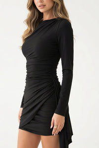 Willluxe® Ruched Long Sleeve Bodycon Mini Dress