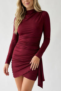 Willluxe® Ruched Long Sleeve Bodycon Mini Dress