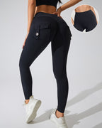 Willluxe® High-Waisted Scrunch Booty Cargo Leggings with Pockets