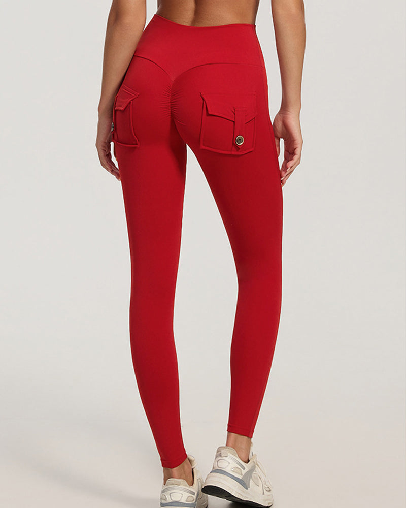 Willluxe® High-Waisted Scrunch Booty Cargo Leggings with Pockets