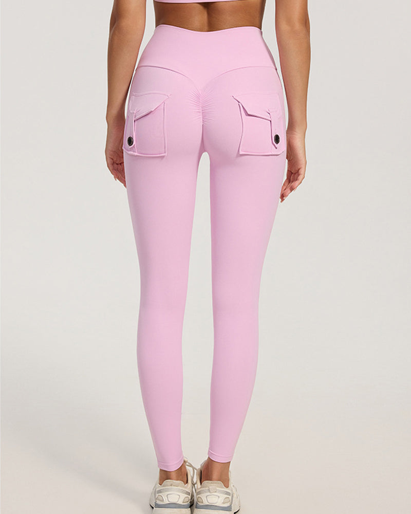 Willluxe® High-Waisted Scrunch Booty Cargo Leggings with Pockets