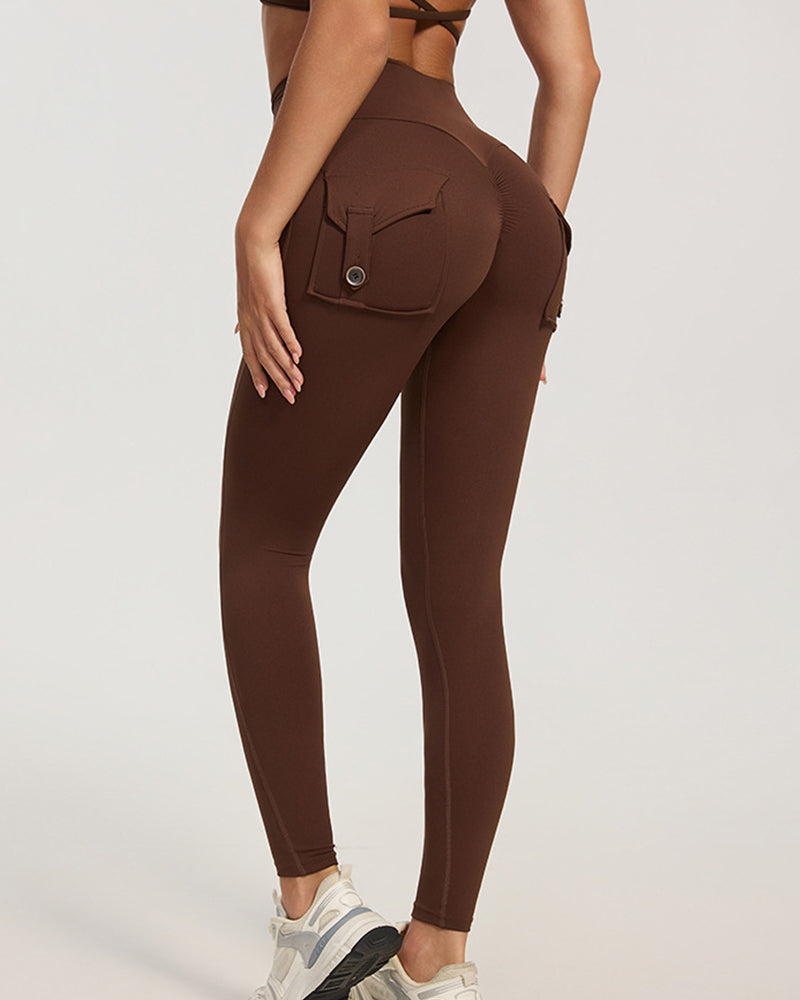 Willluxe® High-Waisted Scrunch Booty Cargo Leggings with Pockets