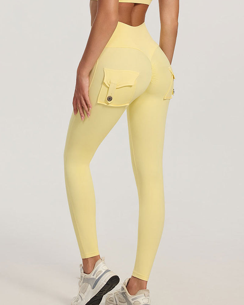 Willluxe® High-Waisted Scrunch Booty Cargo Leggings with Pockets