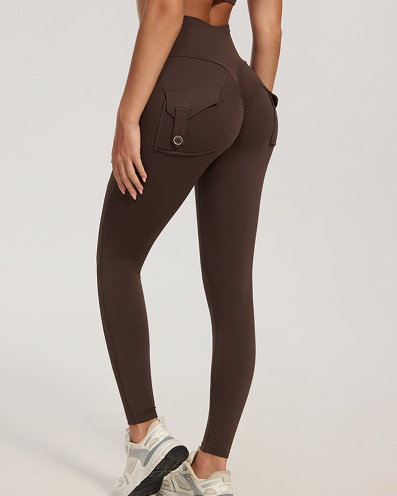 Willluxe® High-Waisted Scrunch Booty Cargo Leggings with Pockets