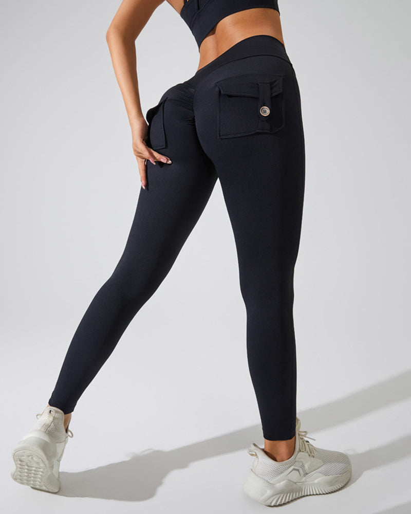 Willluxe® High-Waisted Scrunch Booty Cargo Leggings with Pockets