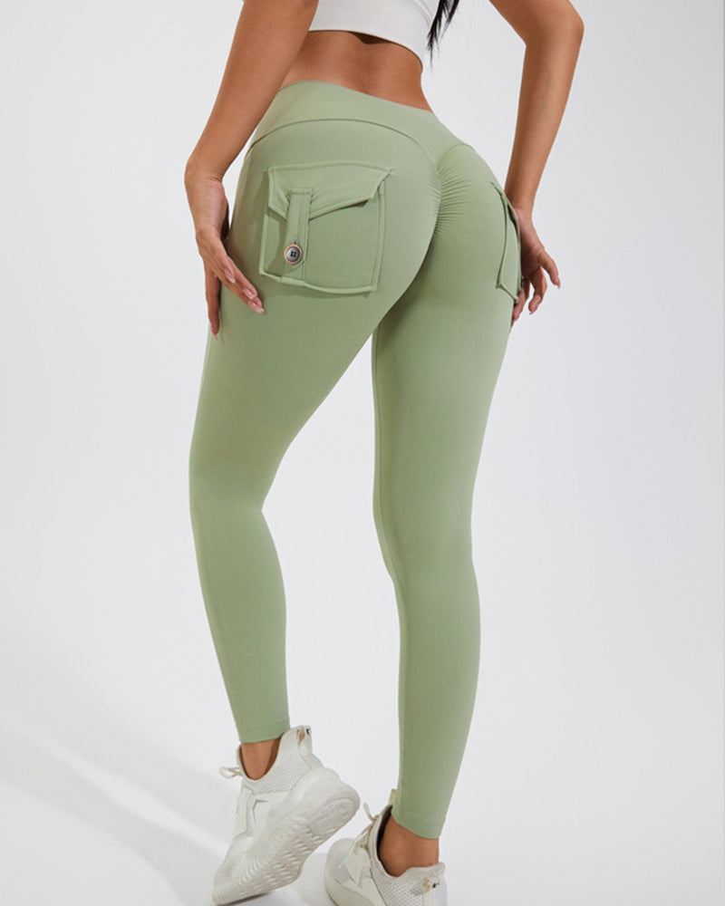 Willluxe® High-Waisted Scrunch Booty Cargo Leggings with Pockets