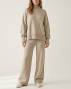 Willluxe® Oversized Turtleneck Knit Sweater & Wide-Leg Pants Set