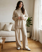 Willluxe® Oversized Turtleneck Knit Sweater & Wide-Leg Pants Set
