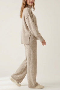 Willluxe® Oversized Turtleneck Knit Sweater & Wide-Leg Pants Set