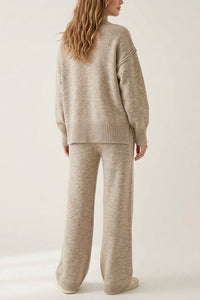 Willluxe® Oversized Turtleneck Knit Sweater & Wide-Leg Pants Set