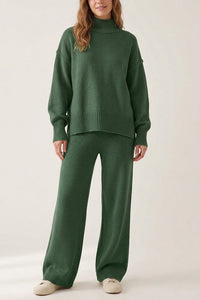 Willluxe® Oversized Turtleneck Knit Sweater & Wide-Leg Pants Set